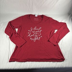 Silent Night Holy Night Red Long Sleeve Shirt Ladies L Elly And Grace
